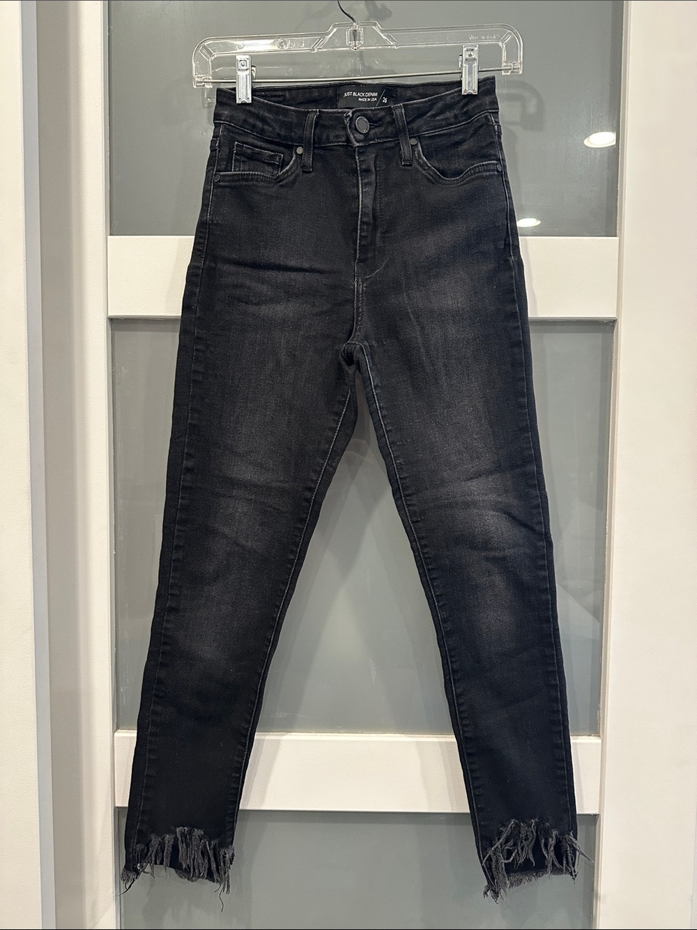 Just Black High-Rise Black Frayed Hem Skinny Jeans